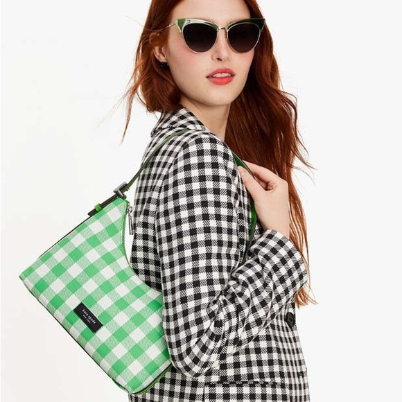 Kate Spade Sam Icon Gingham Printed Fabric Small Shoulder Bag NWT - Picture 2 of 14